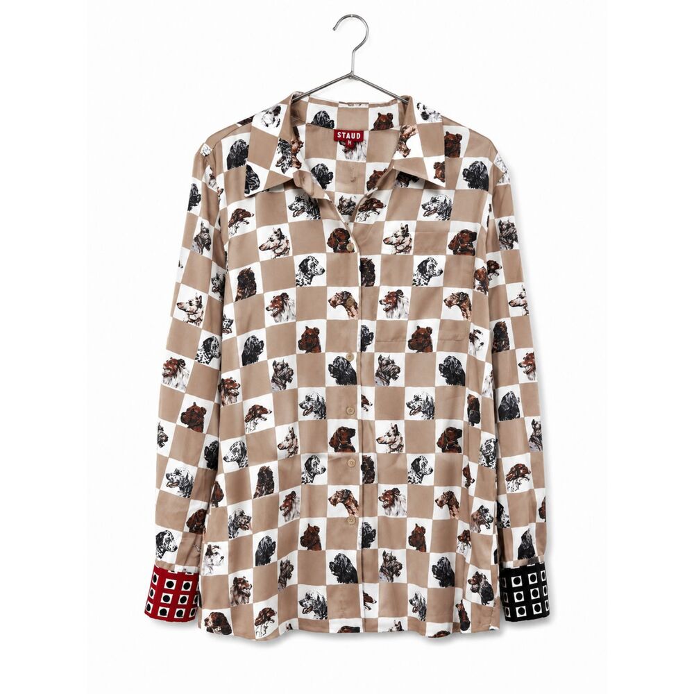 Staud Martha Tunic Camel Dog Check NWT - size M - Picture 3 of 7